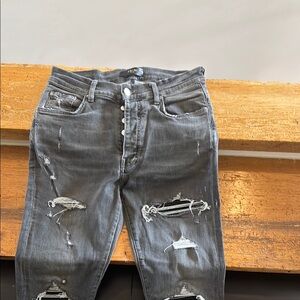 Amiri Gray Skinny Jeans with Distressed Detailing